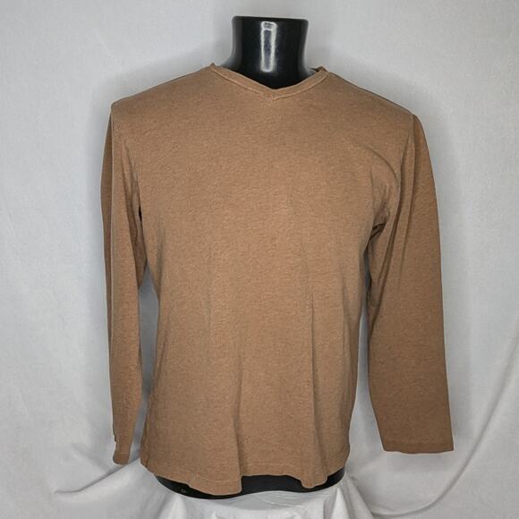 Old Navy Men's V Neck Long Sleeve Tshirt Brown Large - Picture 1 of 5